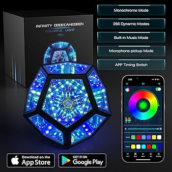 Infinity Mirror Light Infinite Dodecahedron Color Art Light